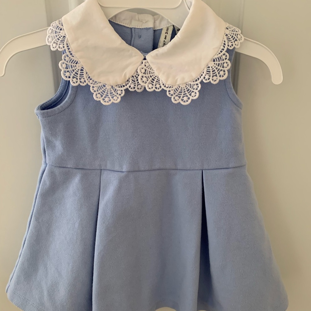Girls Janie and Jack 6-12 Months Boulevard Collared Dress Bye Bye Blue